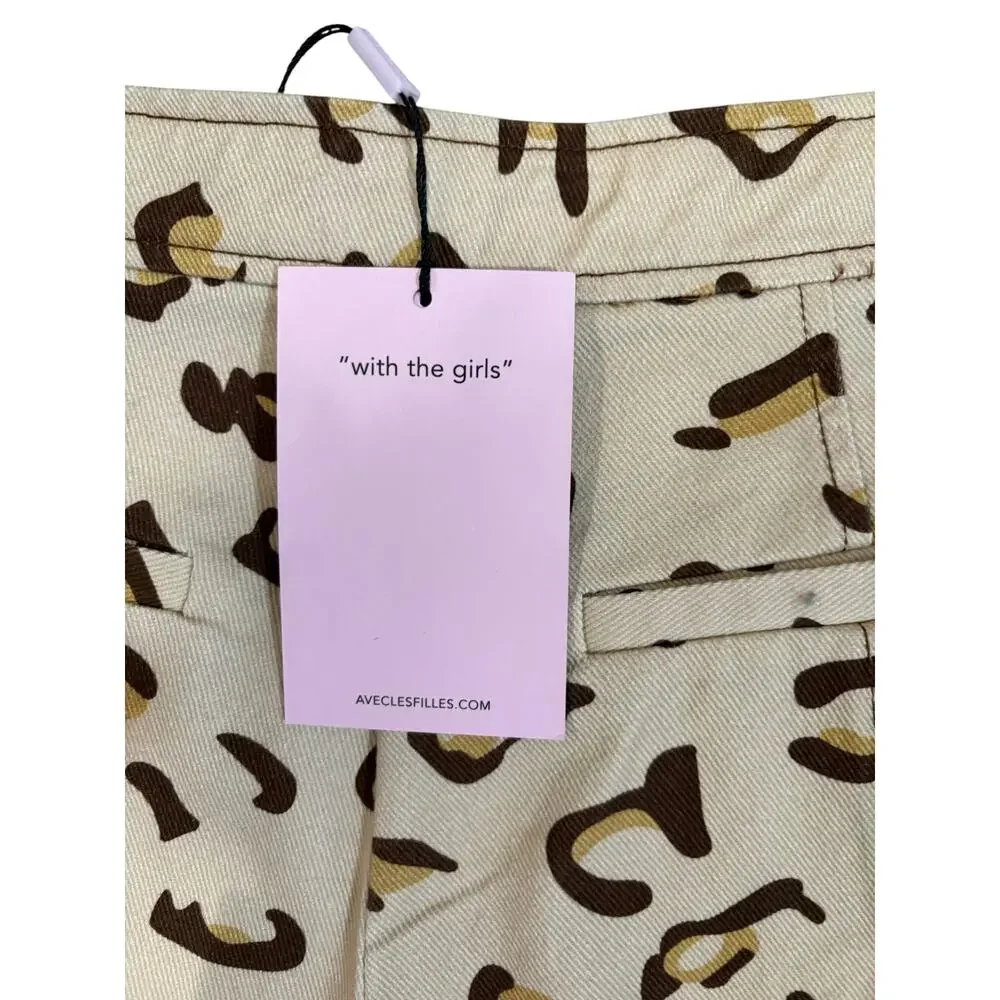 Anthropologie Avec Les Filles Leopard Jean Shorts Women Size 10 High Rise NWT